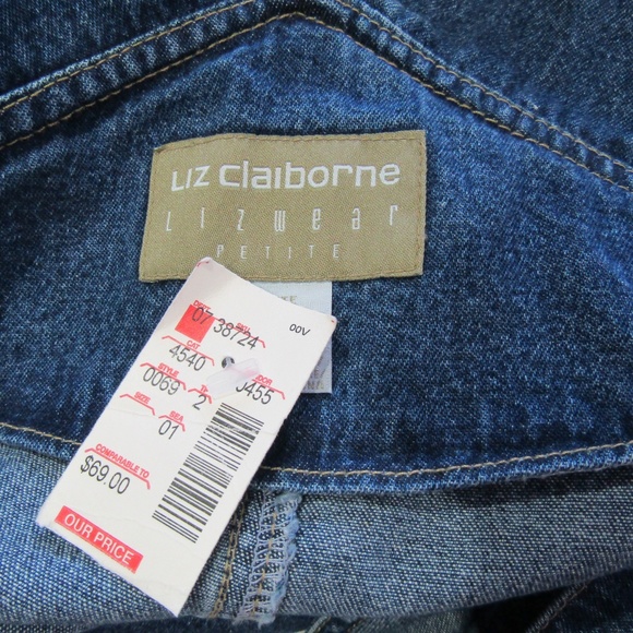 NEW Vintage Lizwear Denim Bib Overalls Petite PM - Picture 5 of 6